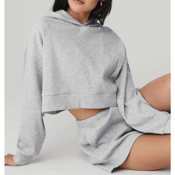 ALO Yoga Tops - ALO Muse Hoodie | Ribbed, cropped sweatshirt